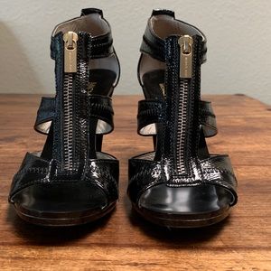 Michae Kors Black Patent Berkley T-Strap Sandals